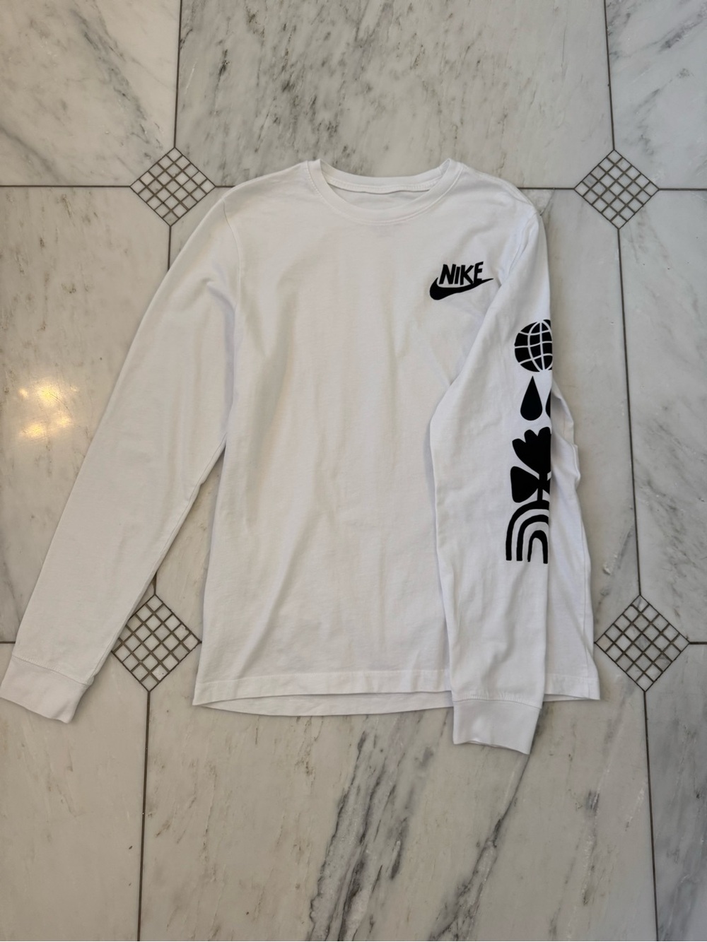 Nike White Tee with Black Logo Print